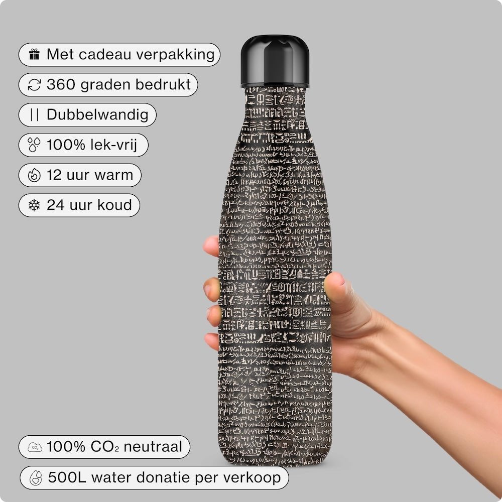 Izy thermosfles Izy flessen x de rosetta -steen - 500 ml to -go geïsoleerde waterflessen