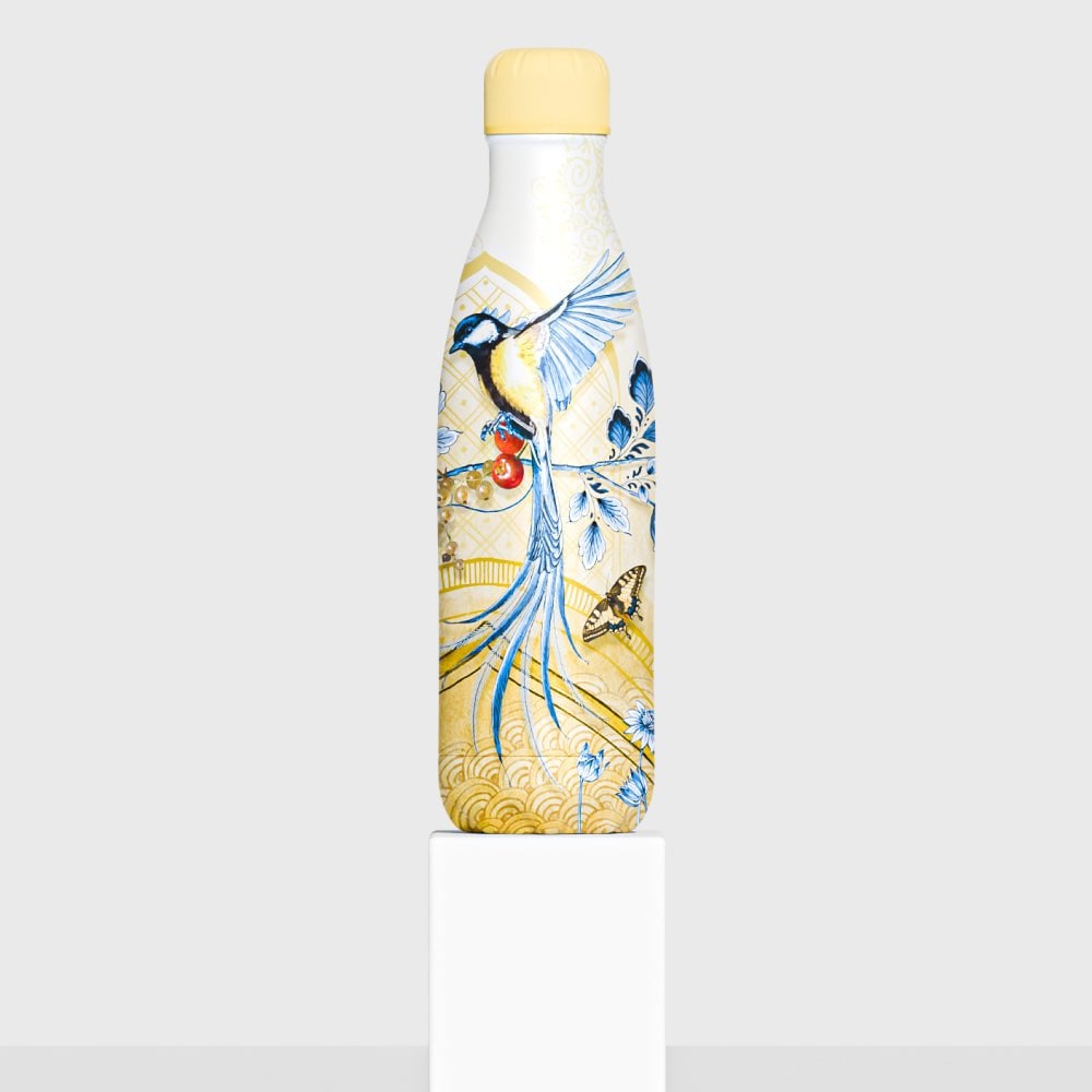 IZY Thermosfles 500ML – Saffron Gold | Luxe dubbelwandige drinkfles in Delfts Blauw design