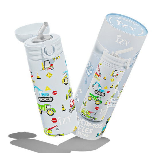 IZY Kids Thermos Bottle - Blue Machines - 350ML To-Go Insulated Water Bottles