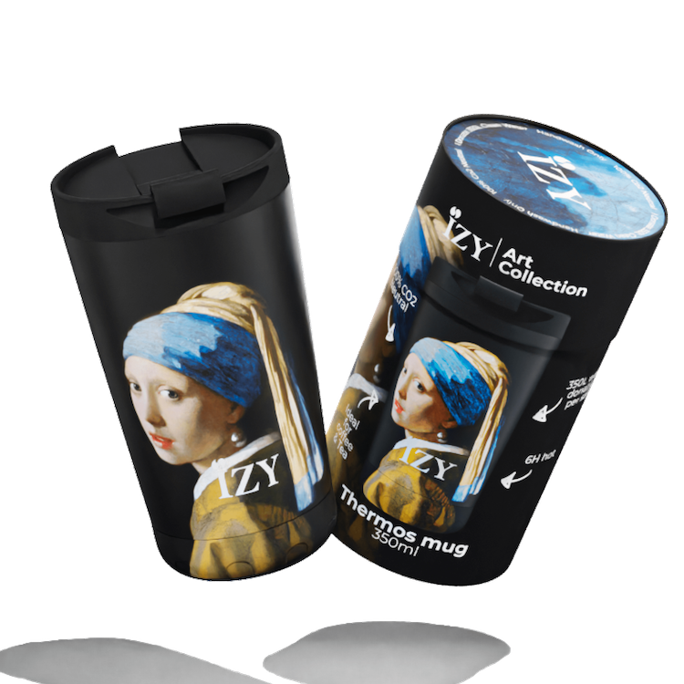 IZY Thermos beker - Meisje met de parel - 350ML To-Go geïsoleerde koffie beker