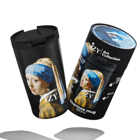 IZY Thermos beker - Meisje met de parel - 350ML To-Go geïsoleerde koffie beker