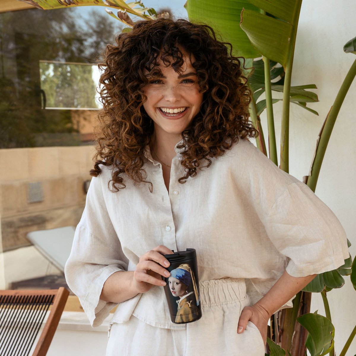 IZY Thermos beker - Meisje met de parel - 350ML To-Go geïsoleerde koffie beker