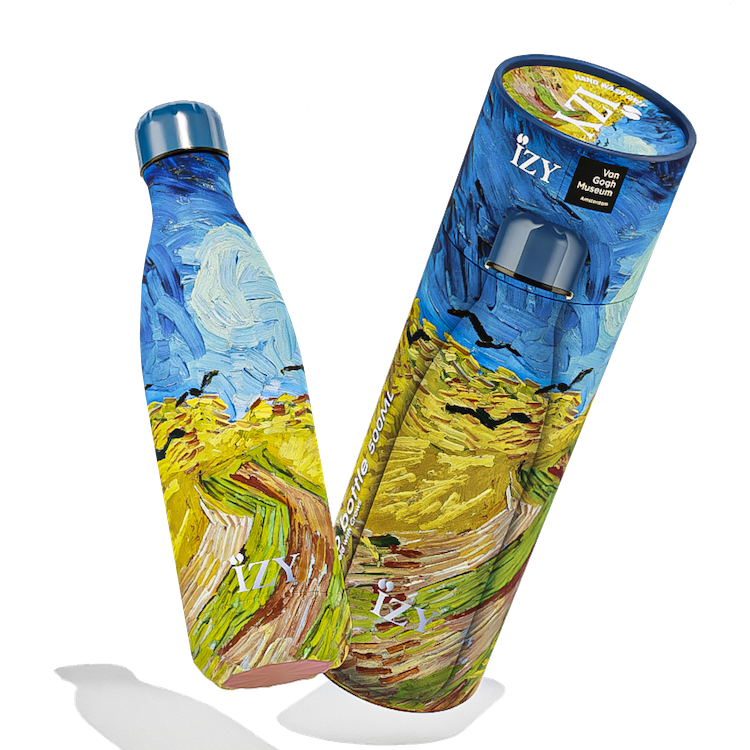 IZY Thermos fles - Wheatfield - Van Gogh - 500ML Dubbelwandige Thermosfles – Stijlvol, Duurzaam, Overal mee naartoe
