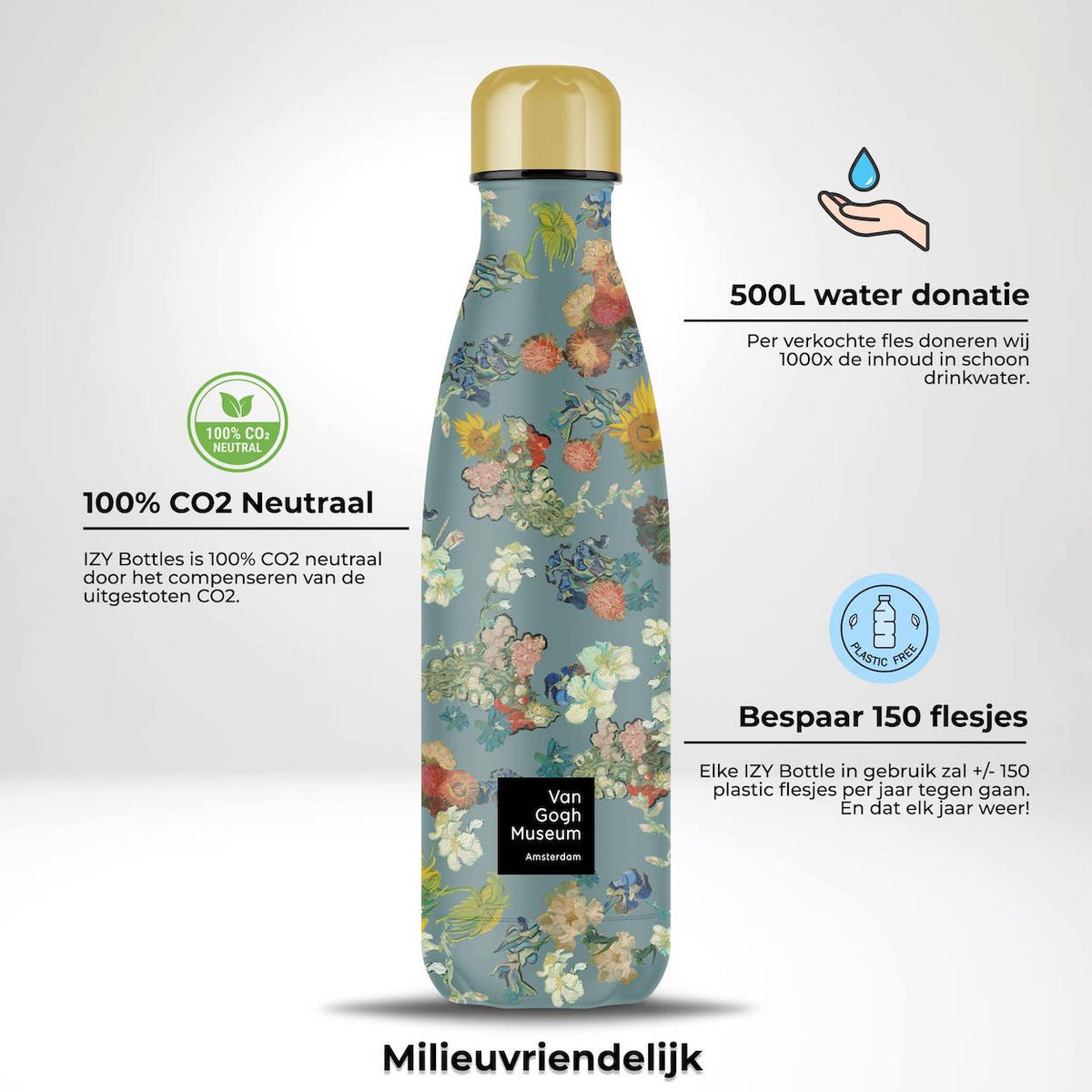 IZY Thermosfles 500ML – Vincent’s Flowers | Van Gogh x Art Collection