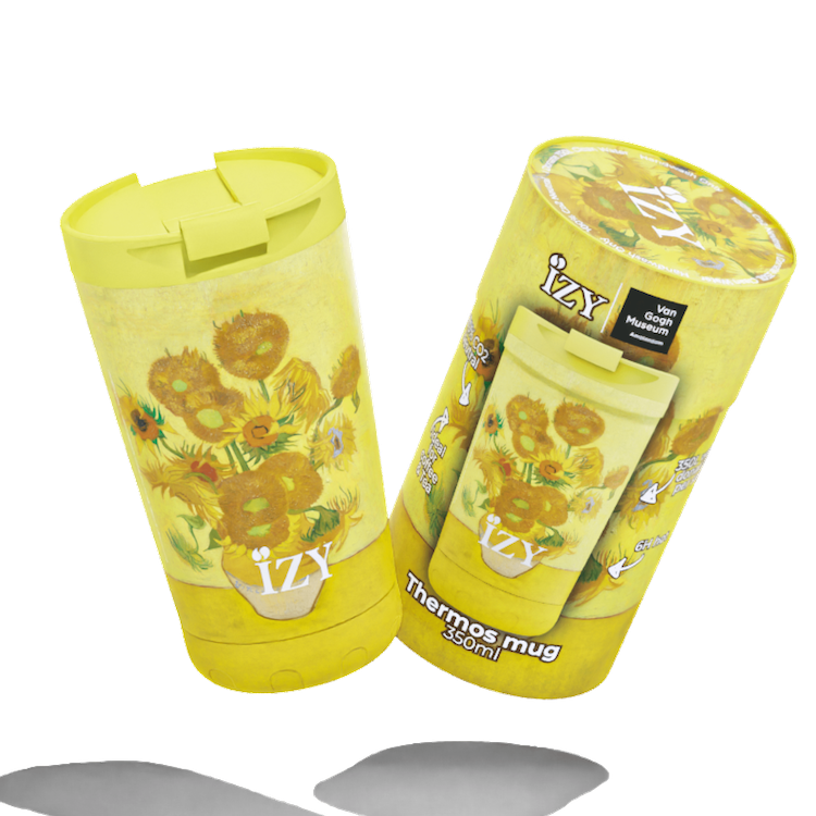 IZY Thermos beker- zonnebloemen - 350ML To-Go geïsoleerde koffie beker