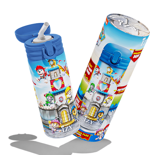 IZY Kids Thermosfles 350ML – Paw Patrol ‘Rescue Knights’ | Met Stickervel & Dubbelwandige Koeling