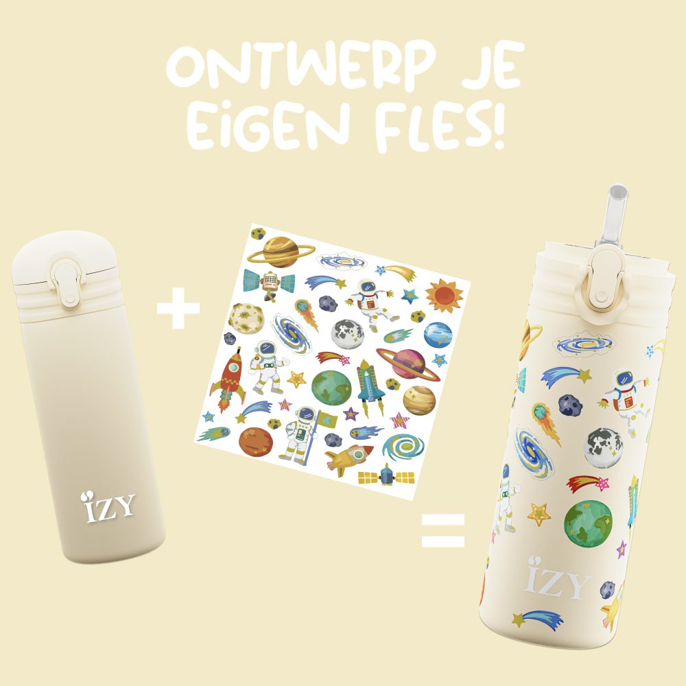 IZY Kids Thermos Bottle - Yellow Space - 350ML To-Go Insulated Water Bottles