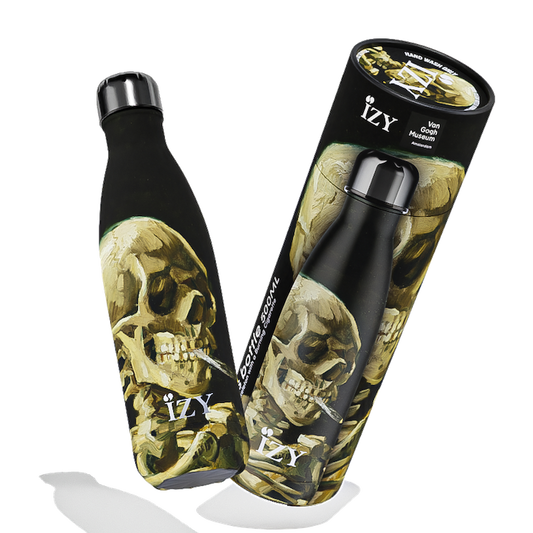 IZY Thermos fles - Van Gogh Edition – 500ML Geïsoleerde Fles | Skull with a Burning Cigarette