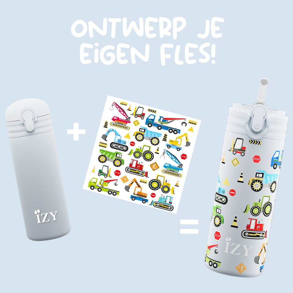 IZY Kids Thermos Bottle - Blue Machines - 350ML To-Go Insulated Water Bottles