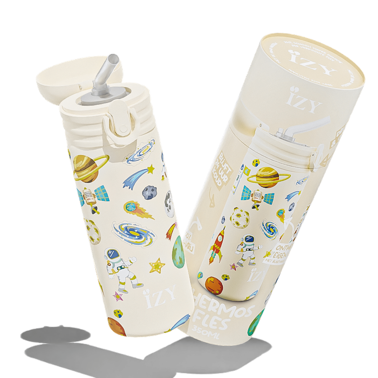 IZY Kids Thermos Bottle - Yellow Space - 350ML To-Go Insulated Water Bottles