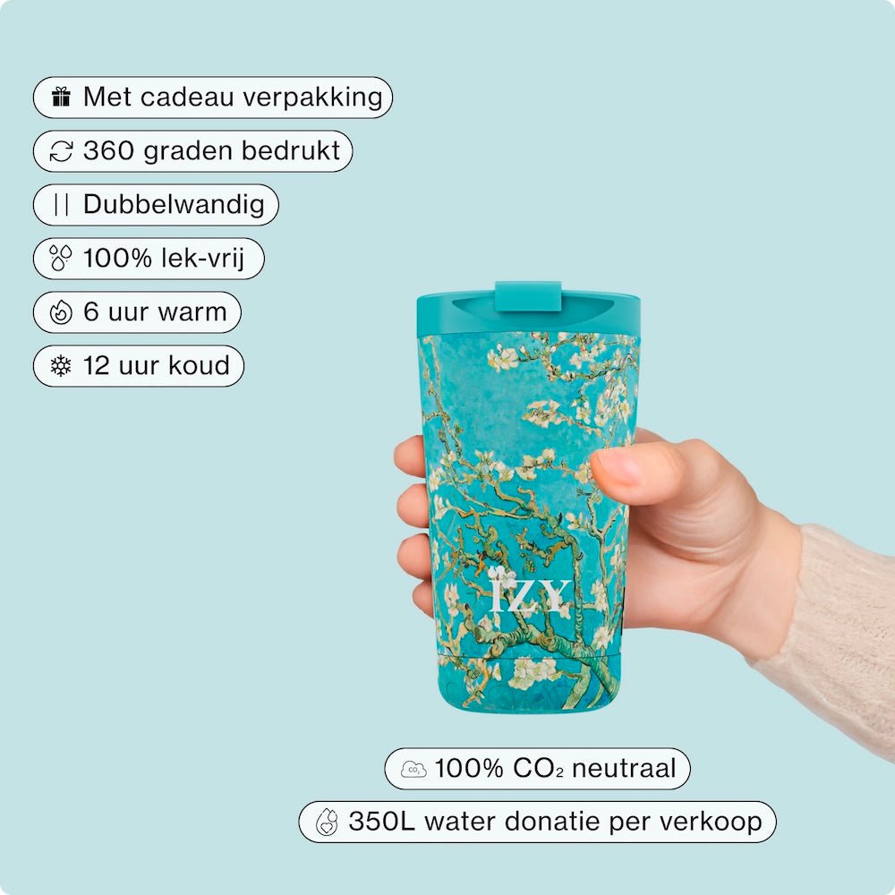 IZY Thermos Mug - Almond Blossom - 350ML Koffiebeker To-Go – Dubbelwandig & Lekvrij, warm & stijlvol